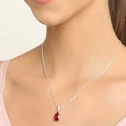 clara 925 Sterling Silver Rhodium-Plated Pendant with Chain image 2