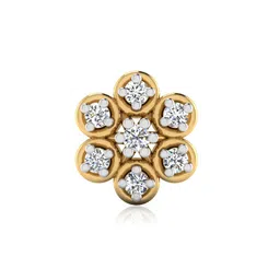iski uski Floral-Design Yellow Gold Diamond Nosepin image 2