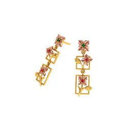 p.c. chandra jewellers Yellow Gold Floral Cubes Dangler Earrings image 2