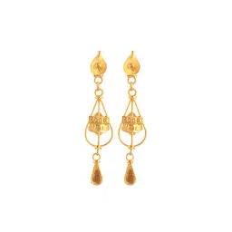 p.c. chandra jewellers Yellow Gold Floral-Design Drop Earrings image 2