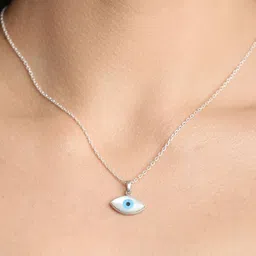 clara 925 Sterling Silver Evil Eye Marquise Pendant with Chain image 2