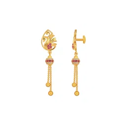 joyalukkas Yellow Gold Stone-Studded Drop Earrings image 2