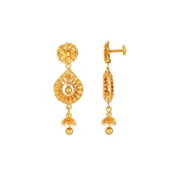 joyalukkas Floral-Design Yellow Gold Drop Earrings image 2