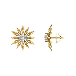 avsar Yellow Gold Floral Design Stud Earrings image 2