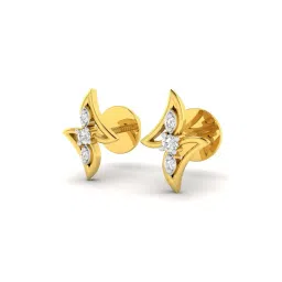 avsar Yellow Gold Stone-Studded Stud Earrings image 2
