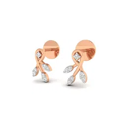 avsar Yellow Gold Rose-Gold-Plated Stone-Studded Stud Earrings image 2
