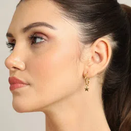 clara Sterling Sliver Gold-Plated Round Shape Hoop Earrings image 2