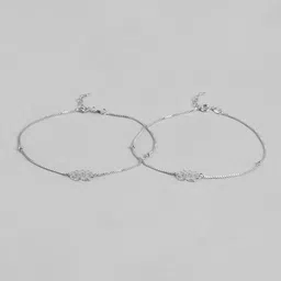 zavya Sterling Silver Lotus Beaded Anklet image 2
