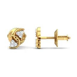 kuberbox Anvayin Yellow Gold Diamond Stud Earrings image 2