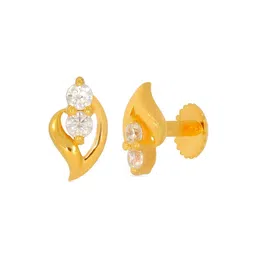 bhima jewels Yellow Gold Moulded Stone Stud Earrings image 2