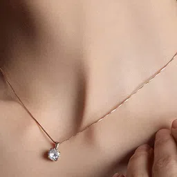 zavya Solitaire Rose Gold Silver Necklace image 2