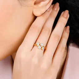 giva Sterling Silver Gold-Plated Zirconia-Studded Floral Fantasy Ring image 2