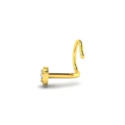 avsar Yellow Gold Diamond-Studded Nilam Nose Pin image 2