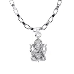 akshat sapphire Sterling Silver Lord Ganesh Pendant with Chain image 2