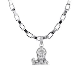 akshat sapphire Sterling Silver Lord Hanuman Pendant with Chain image 2