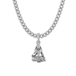 akshat sapphire Sterling Silver Lord Raghavendra Pendant with Chain image 2