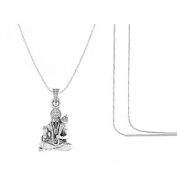 akshat sapphire Sterling Silver Lord Hanuman Pendant with Chain image 2