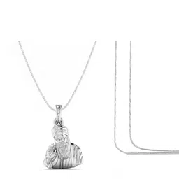 akshat sapphire 925 Silver God Guru Nanak Chain Pendant image 2
