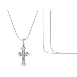 akshat sapphire Sterling Silver Jesus Cross Pendant with Chain image 2