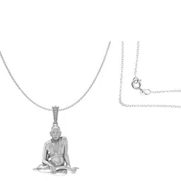 akshat sapphire Sterling Silver Swami Samarth Pendant with Chain image 2