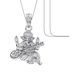 akshat sapphire Sterling Silver God Ganesh Pendant with Chain image 2