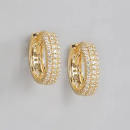 zavya Women Sterling Silver Gold-Plated Hoop Earrings image 2