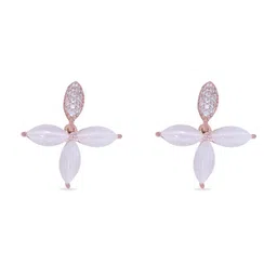 bhima jewels Sterling Silver Stone-Studded Floral Earrings image 2