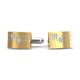 kuberbox Yellow Gold Diamond Noah Rectangular Cufflinks image 2