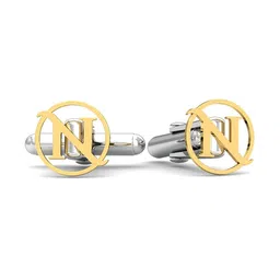 kuberbox Men Yellow Gold Alphabet N Cufflinks image 2