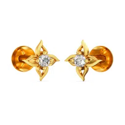 joyalukkas Women Yellow Gold Floral Stud Earrings image 2