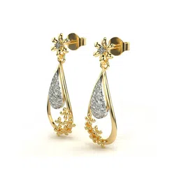 valanova Women Yellow Gold Lab Grown Diamond-Studded Drop Earrings image 2