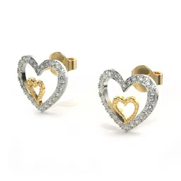 valanova Women Yellow Gold Lab Grown Diamond Stud Earrings image 2