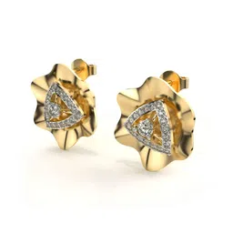 valanova Women Yellow Gold Lab Grown Diamond Stud Earrings image 2