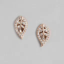zavya Women Sterling Silver Rose Gold-Plated Stud Earrings image 2