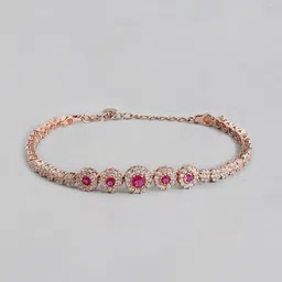 zavya Women Sterling Silver Rose Gold-Plated Floral Bracelet image 2