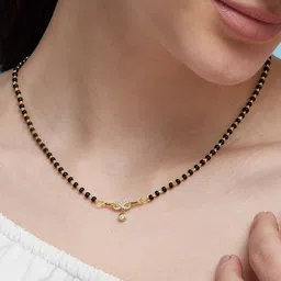 zavya Women Sterling Silver Gold-Plated Beaded Mangalsutra image 2