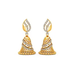 joyalukkas Women Yellow Gold Stone-Studded Jhumka Earrings image 2