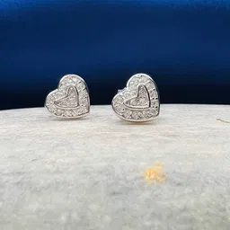 arte Women Sterling Silver Stone-Studded Heart Stud Earrings image 2