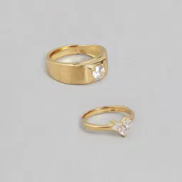 zavya Women Sterling Silver Gold-Plated Couple Rings image 2