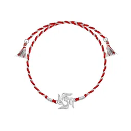 giva Men Sterling Silver Om & Swastik Charm Tie-Up Rakhi image 2