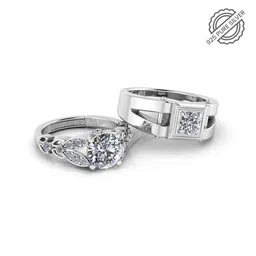 miss highness Sterling Silver Stone-Studded Couple Rings image 2