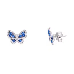 kai jewel Women Sterling Silver Cubic Zirconia-Studded Butterfly Stud Earrings image 2