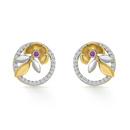 p n gadgil jewellers Women Yellow Gold Floral Stud Earrings image 2
