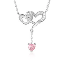 giva Women Sterling Silver Double Love Pendant with Chain image 2