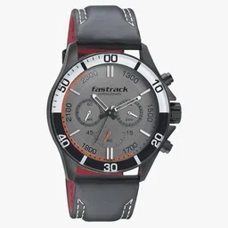 fastrack Men NP3072NL01 Grey Dial Leather Strap Watch image 2