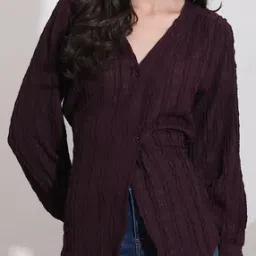 Shein Full Sleeve Back Tie-Up Self Designed Top-image-34
