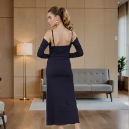 Shein Party Spaghetti Strap Cold Shoulder Maxi Sheath Dress image 2