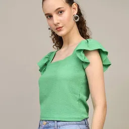 Shein Square Neck Ruffle Sleeve Crop Top image 2