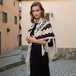 Shein Women Patterned Fringe Open Cape image 2