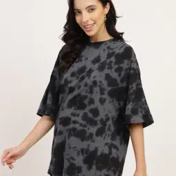 Shein Drop Shoulder Typographic Back Print Oversized Fit Crew Tshirt image 2